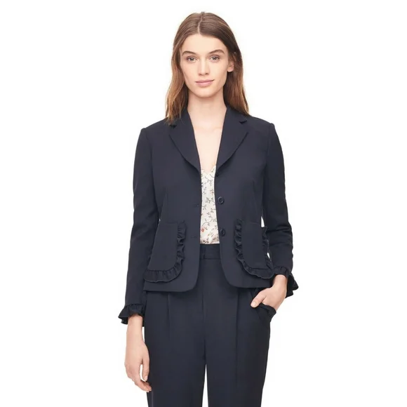 Rebecca Taylor Spring Ruffle Jacket in Navy - Picture 1 of 8